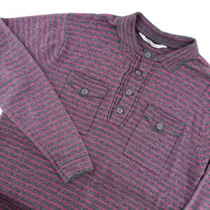 Mountain Khakis Men's M Gray Pink Striped Long Sleeve Pullover Casual Gorpcore
